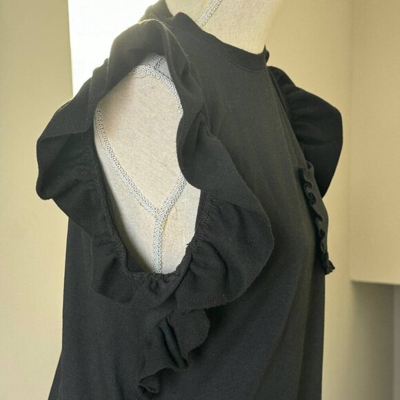 NWOT! DREW Black Oversized Top with Pocket Detail and Ruffles - Size XS - Picture 4 of 7